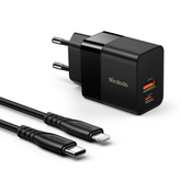 KIT CARREGADOR + CABO MCDODO 20W TIPO-C/USB PARA LIGHTNING